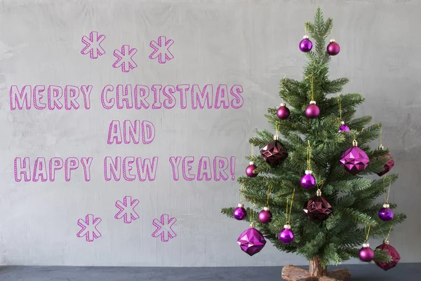Baum, Zementwand, frohe Weihnachten und ein gutes neues Jahr — Stockfoto