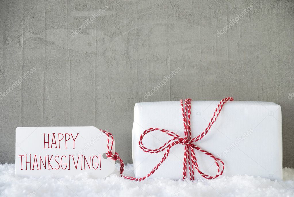 One Gift, Urban Cement Background, Text Happy Thanksgiving