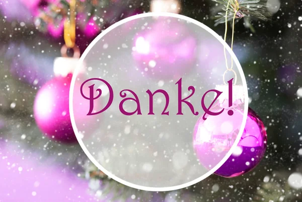 Palle di Natale al quarzo rosa, Danke significa grazie — Foto Stock