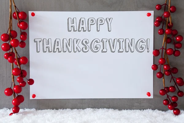 Label, Snow, Decoration, Text Happy Thanksgiving — Stock Photo, Image