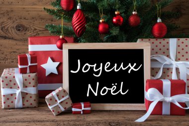 Renkli ağaç, Joyeux Noel mutlu Noeller anlamına gelir.
