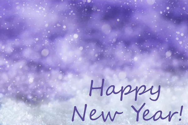 Fondo de Navidad púrpura, Nieve, Copos de nieve, Texto Feliz Año Nuevo — Foto de Stock