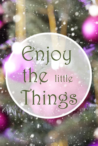 Vertical Rose Quartz Balls, Quote Enjoy The Little Things — Stock Photo, Image