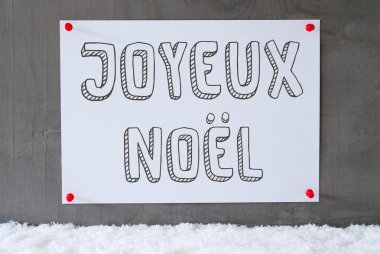 Etiket Çimento Duvar, Kar, Joyeux Noel Neşeli Noel ler Anlamına Gelir