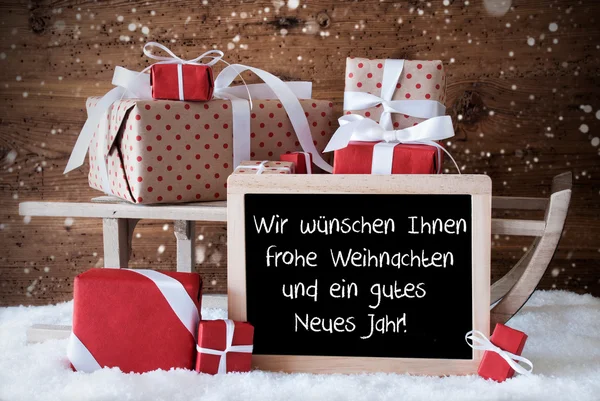 Slitta, fiocchi di neve, Weihnachten Neues Jahr significa Natale nuovo anno — Foto Stock