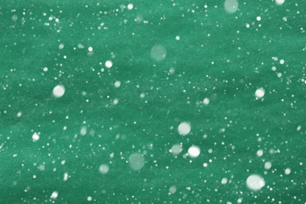 Sfondo carta verde di Natale, Copia spazio, Fiocchi di neve — Foto Stock