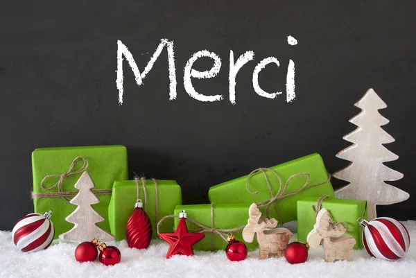 Décoration de Noël, Ciment, Neige, Merci Moyens Merci — Photo