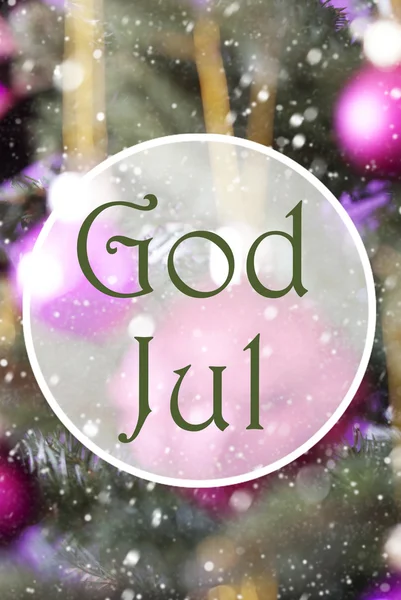 Вертикальні рожеві кварцові кульки, Бог Жуль означає щасливе Різдво — стокове фото