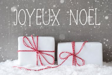 Kar taneleri, Joyeux Noel anlamına gelir neşeli Noel ile iki hediyeler