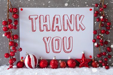 Etiket, kar taneleri, Noel topları, metin teşekkür ederim