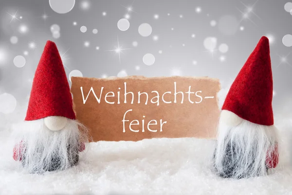 雪、Weihnachtsfeier 意味クリスマス パーティーで赤い小鬼 — ストック写真