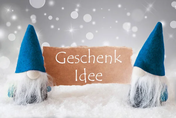Blue Gnomes avec carte, Geschenk Idee signifie idée cadeau — Photo