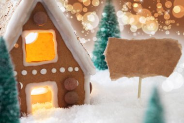 Gingerbread House, bronz arka plan, kopya alanı