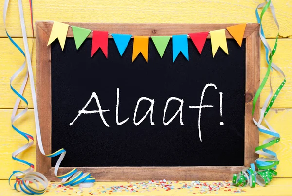 Chalkboard With Streamer, Alaaf Means Happy Carnival — Stock Photo, Image