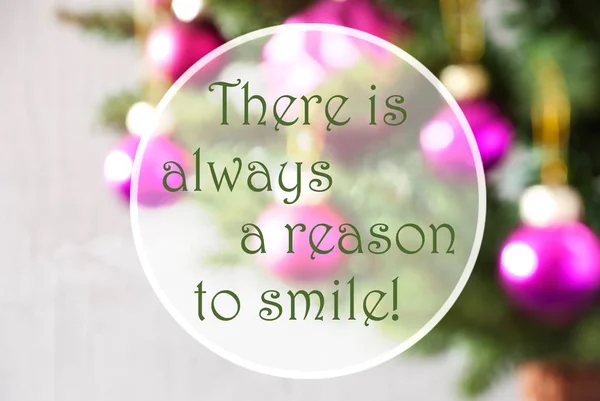 Blurry Balls, Rose Quartz, Quote Always Reason To Smile — Stock Photo, Image