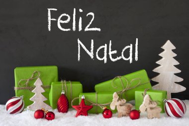 Dekorasyon, çimento, kar, Feliz Natal mutlu Noeller demek.