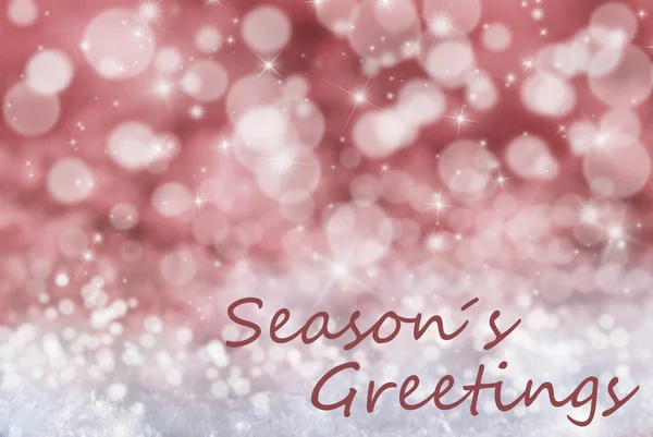 Rotes Bokeh Weihnachten Hintergrund, Schnee, Text Jahreszeiten Grüße — Stockfoto