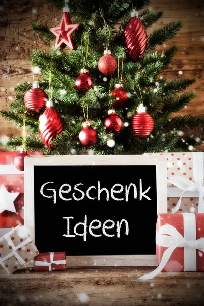 Arbre de Noël avec effet Bokeh, Geschenk Ideen signifie idées cadeaux — Photo