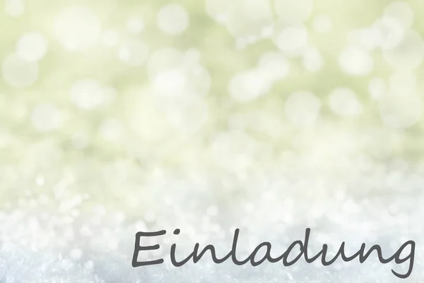 招待状を意味する黄金のボケ クリスマス背景、雪、Einladung — ストック写真