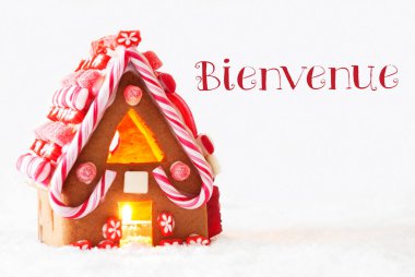 Gingerbread House, beyaz arka plan, Bienvenue anlamına gelir hoş geldiniz