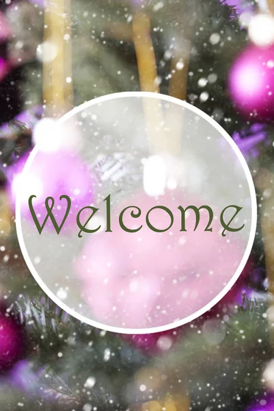 Vertical Rose Quartz Balls, Text Welcome — Stock Photo, Image