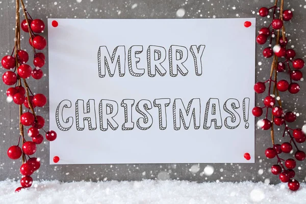 Label, sneeuwvlokken, decoratie, tekst Merry Christmas — Stockfoto