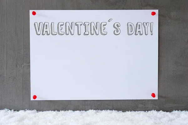 Label On Cement Wall, Snow, Text Valentines Day — Stock Photo, Image