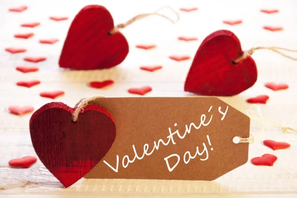 Label With Many Red Heart, Text Valentines Day — Stock Photo, Image