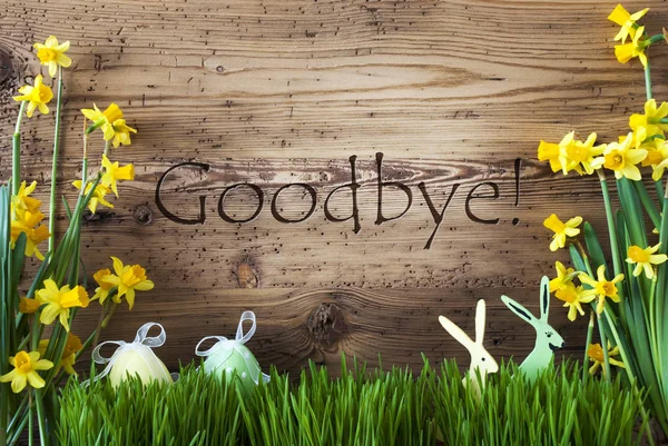 Easter Decoration, Gras, Text Goodbye — Stock Photo, Image