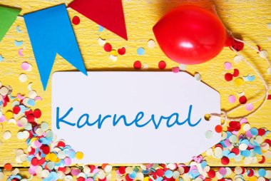 Parti etiketi, kırmızı balon, Karneval anlamına gelir karnaval