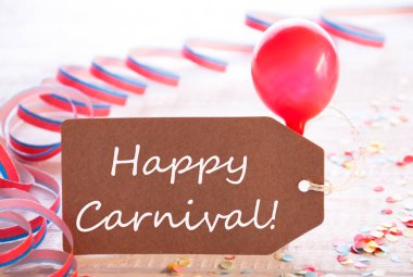 Flama ve balon, metin mutlu karnaval parti etiketi