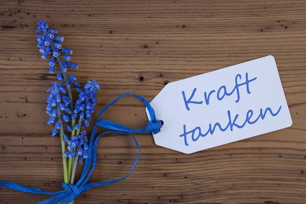 Srping Hyacinth de uva, etiqueta, Kraft Tanken significa relajarse — Foto de Stock