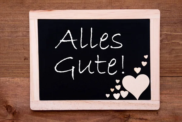 Tafel mit Holzherzen, alles Gute bedeutet gute Wünsche — Stockfoto