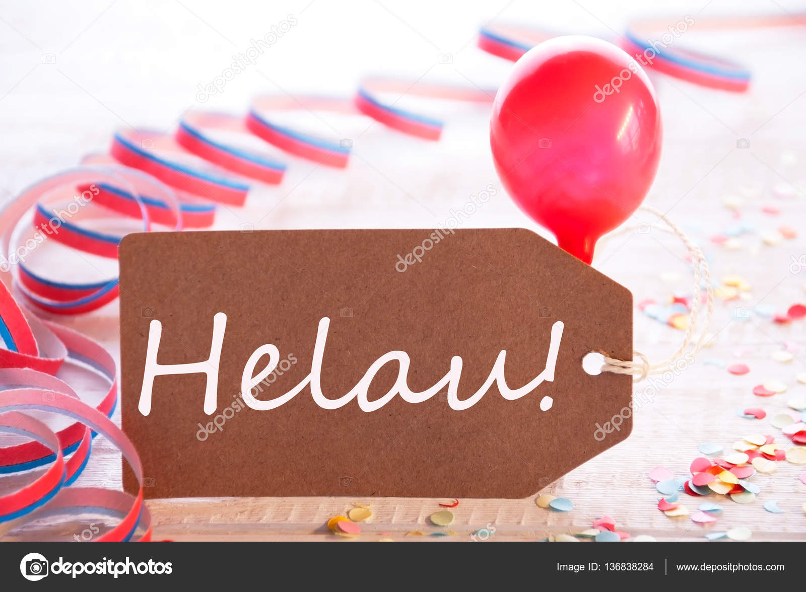 Party Label With Streamer Balloon Helau Means Happy Carnival
