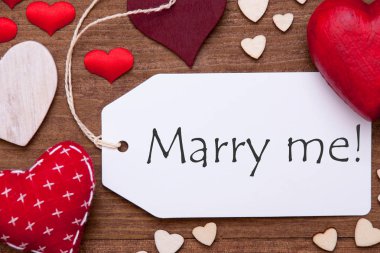 Etiket, kırmızı Kalpler, düz Lay, metin evlenir misin