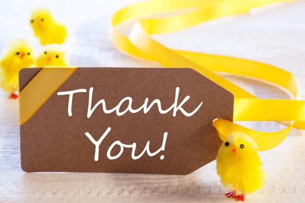 Easter Label, Chicks, Text Thank You — Stock Photo, Image