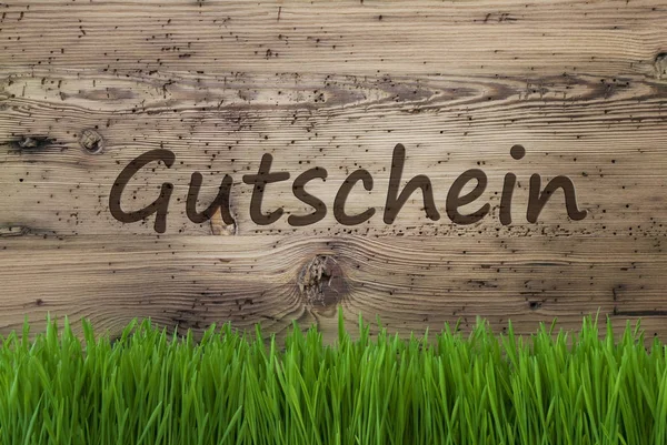 Starší dřevěné pozadí, Gras, Gutschein znamená doklad — Stock fotografie