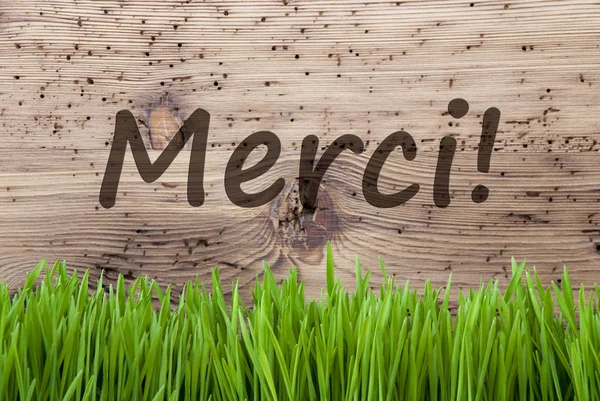 Bright Wooden Background, Gras, Merci Means Thank You — Stock Photo, Image