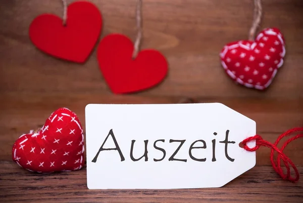 Read Hearts, Label, Auszeit Means Downtime — Stock Photo, Image