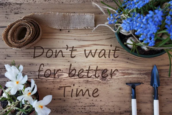 Spring Flowers, Quote Dont Wait For Better Time — Stock Photo, Image