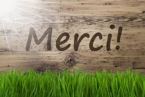 Fond en bois ensoleillé, Gras, Merci signifie merci — Photo