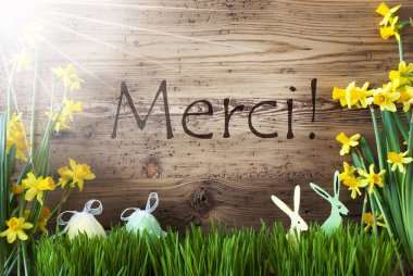 Güneşli Paskalya dekorasyon, ciğeri, Merci demektir teşekkür ederim