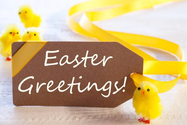 Label, Chicks, Text Easter Greetings — Stock Photo, Image