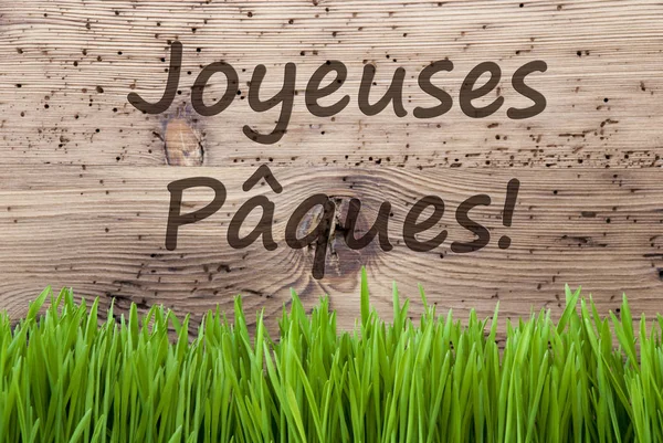 Fond en bois brillant, Gras, Joyeuses Paques signifie Joyeuses Pâques — Photo