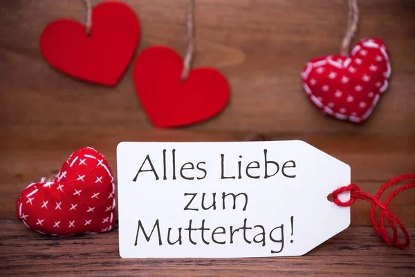 Read Hearts, Label, Liebe Zum Muttertag Means Happy Mothers Day — Zdjęcie stockowe