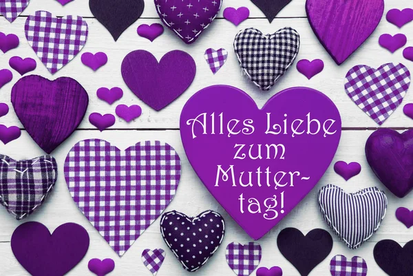 Purple Heart Texture With Muttertag Means Happy Mothers Day — Stock Photo, Image