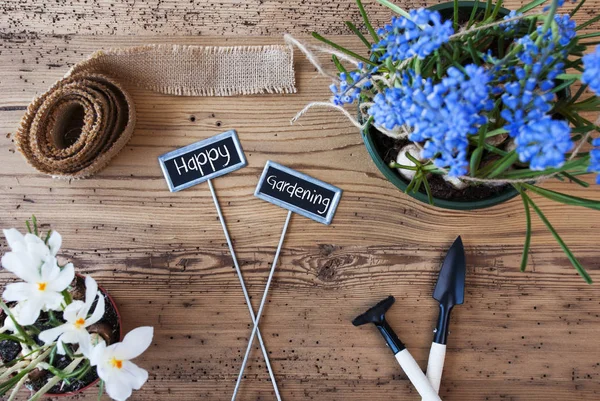 Fleurs, Signes, Texte Happy Gardening — Photo