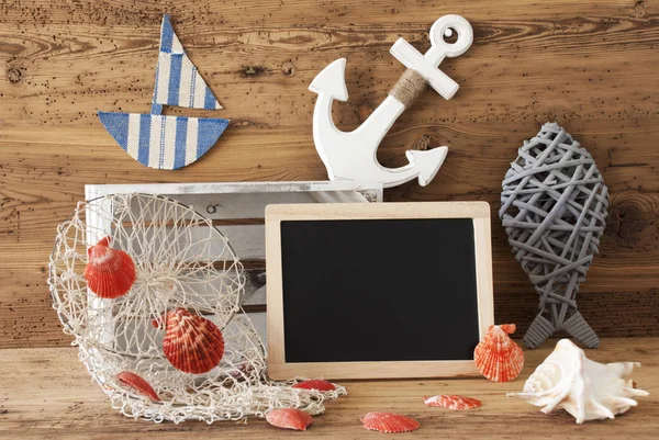 Chalkboard With Summer Decoration, Copy Space — Stock Photo, Image