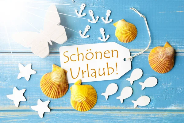 Sunny Summer Greeting Card With Schoenen Urlaub Means Happy Holidays — Stock Photo, Image