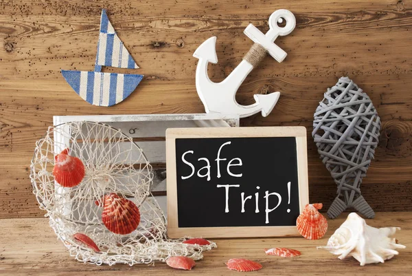 Chalkboard With Summer Decoration, Text Safe Trip — Stock Photo, Image